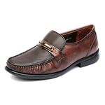 HITZ Men's Brown Leather Slip-on Comfort Shoes - 7