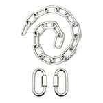 Her Kindness Quick Link Chain Connector,304 Stainless Steel D Shape Lock Screw Carabiner with Chain(max 400kg with 2 carabiner, 50cm Welding Chain)