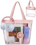 SeBUCUOO Clear Tote Bag Stadium Approved 12x6x12 12x12x6 Clear Bag for Stadium Events 12 x6 x12 Transparent Purse 12 x 6 x 12, Cute Pink, Large