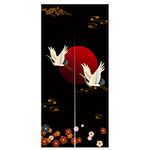 LIGICKY Noren Doorway Curtain Japanese Style Thicken White Cranes Red Sun Gold Colourful Cherry Blossom Printed Cotton Linen Window Treatment Door Tapestry for Home Decoration 85 x 180 cm