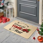 Homcomoda Christmas Red Truck Door Mat Non Slip Doormat 17"x29" Seasonal Welcome Front Doormat Outside Entrance Washable Low Profile Christmas Mat for Indoor Outdoor