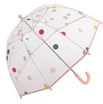 ThreeH Kids Dots Bubble Umbrella with Easy Grip Handle 8 Shatterproof Fiber Ribs 28 Inch Extended Canopy Great Birthday Party Christmas (Pink)