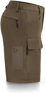 Hiauspor Men's Hiking Cargo Shorts Big and Tall 10" Quick Dry Lightweight Waterproof for Golf Tactical Fishing Casual (Brown, 42)
