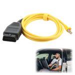 Gments OBD to Ethernet Cable for BMW 1.8M ENET OBD2 Interface Rj45 Cable Coding F-Series Single Programming Modules Hiding ENET Data Line E-sys Icom Wire for OBDII Connector Tools, Yellow