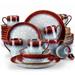 vancasso Starry Red Dinner Set, Reactive Glaze Dinnerware Tableware, 32-Piece Dinner Service with 11in Dinner Plate, 8in Dessert Plate, 7in Bowl and 330ml Mug, Service for 8