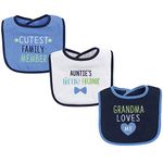 Luvable Friends Unisex Baby Cotton Drooler Bibs with Fiber Filling, Boy Family, One Size