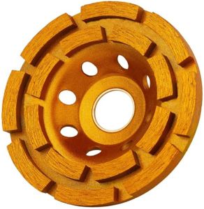 Diamond Concrete Grinding Wheel for Polishing and Cleaning Stone Concrete Surface, Cement, Marble, Rock, Granite, and Thinset Removing, Angle Grinder Wheels Cup (4-Inch Double Segment Row)