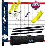 Park & Sun Spiker Sport SL Complete Portable Outdoor Volleyball Net System with Flip Net, Steel Poles, Volleyball with Pump, and Boundary,Silver