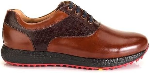HITCARO® Golf Shoe | Light Weight | Waterproof | Black/Brown/Coffee/White | Golf Shoe with Button Type LACE UP (Brown/Coffee, UK Footwear Size System, Adult, Men, Numeric, Medium, 7)