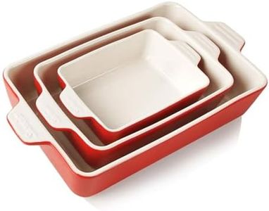SWEEJAR Ceramic Bakeware Set, Rectangular Baking Dish Lasagna Pans for Cooking, Kitchen, Cake Dinner, Banquet and Daily Use, 30 x 20 x 7 cm of Casserole Dishes (Red new)