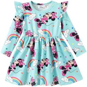 Disney Minnie Mouse Toddler Dress Little Girls A-Line Ruffle Long Sleeve Casual Winter Fall Clothes Cute Kids Outfit Gift Party Costume Sizes 3T