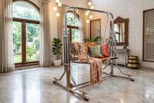 Vachheta Naresh Furniture Stainless Steel Silver 2-Seater Swing Jhula With Stand - 350Kg Capacity | Indoor & Outdoor Garden Porch Swing | Sturdy, Portable And Durable Jhula For Home Balcony - S1-023