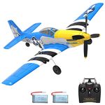 VOLANTEXRC Remote Control Aircraft 4-CH RC Plane Ready to Fly P51 Mustang Radio Controlled Plane for Beginners with Xpilot Stabilization System, One Key Aerobatic (761-5 RTF)