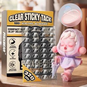 PHIXBEAR Upgraded Removable Mounting Putty with Pull Tab, Double Sided Adhesive Dots, No Trace Tape Sticky Tack Dots for Picture Crafts, 320 Pcs 0.31" x 0.51"