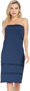 MANCYFIT Women's Tube Top Dress Slip Sleeveless Underdress Invisible Straps Navy Medium