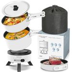 ENFRIFAM Portable Electric Hot Pot 1.8L Multicooker Hotpot Pot with 2PCS 17cm Non-Stick Coating Frying Pan for RV Travel Dorm Office Outdoor Camping Party, Suit for tew/Ramen/Pasta/Soup