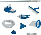 Intex Deluxe Pool Maintenance Kit with Vacuum, 110 in Pole, Wall Brush, and 24 Ft Hose with 7 in Swimming Pool Floating Chlorine Dispenser