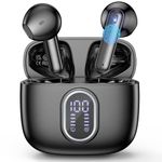 Wireless Earbuds Bluetooth 5.3 Headphones 40 Hrs Playtime with LED Display, Deep Bass Stereo and Noise Cancelling Bluetooth Ear Buds IP7 Waterproof Wireless Ear Buds with Mic for iPhone Android Black