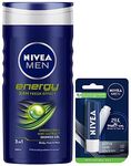 NIVEA Men Body Wash, Energy with Mint Extracts, Shower Gel for Body, Face & Hair, 250 ml & NIVEA Men Lip Balm, Active Care SPF for 24h Moisture, 4.8 g