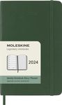 Moleskine Weekly Agenda with Space for Notes 12 Months 2024, Agenda 2024, Size Pocket 9x14, Soft Cover and Elastic Closure, Colour Myrtle Green