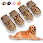 XSY&G Dog Boots,Waterproof Dog Shoes,Dog Booties with Reflective Strips Rugged Anti-Slip Sole and Skid-Proof,Outdoor Dog Shoes for Medium Large Dogs 4Pcs Leopard-Size 6