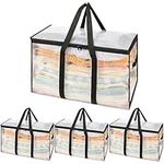 Uhogo Large Clear Storage Bags 110L - 3 Pack Heavy Duty Moving Bags with Strong Zipper & Handles - Reusable Waterproof Storage Tote for Packing Moving House and Space Saving Moving Storage