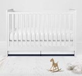 Bacati Mix and Match Crib Skirt White with Band at Bottom, Navy