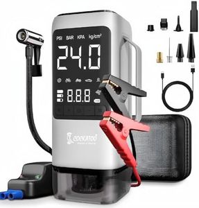 Cockatoo ATJ-9366-V Portable Tyre Inflator & 8000mAh Car Jump Starter with Air Compressor, Vacuum Cleaner, LED Display, Emergency Light & USB Output – Supports 6.0L Gas/3.0L Diesel Engines