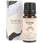 Nikura Pure Sweet Orange Essential Oil | Orange Oil for Diffusers for Home, Burner, Clean, Anxiety Relief, Mood Lifting | Great for Cleaning Spray, Skin, Soap, Candle Making | 10ml | Vegan & UK Made