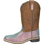 Smoky Mountain Boots | Las Vegas Series | Women’s Glitter Western Boot | Square Toe | Genuine Leather | Rubber Sole & Block Heel | Leather Upper & Tricot Lining, Pastel Glitter/Crazy Horse, 4.5 UK