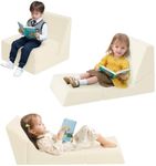 MeMoreCool Toddler Couch Fold Out Sofa Bed, Kids Lounge Chair Foldable Floor Lounger, 3-in-1 Folding Children Chair Bed, Pull Out Recliner for Toddlers 1-3, Beige