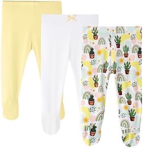 BambooBud Baby 3Pack Footed Pants Neutral Newborn Pajama Leggings Infant Boys Girls Pull On Crawling Pant, Type 4, 6-12Months