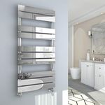 Warmehaus Minimalist Bathroom Flat Panel Heated Towel Rail Radiator Rad Chrome 1000x450mm - Modern Central Heating Space Saving Radiators - Perfect for Bathrooms