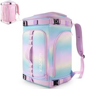 AUROTIER 60L Ski Boot Bag for Women with Helmet Compartment, Waterproof Snowboard Boot Backpack for Gloves, Goggles, Skis Gear, Blue-purple