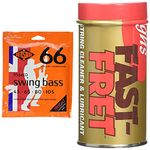 Rotosound Stainless Steel Standard Gauge Roundwound Bass Strings (45 65 80 105), RS66LD & GHS Fast Fret Guitar String Cleaner and Lubricant