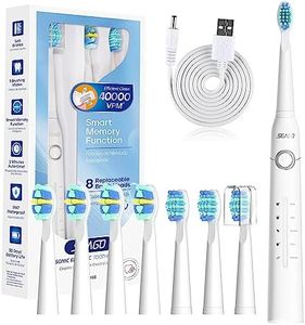 Seago Electric Toothbrush, Rechargeable Power Toothbrush with 8 Brush Heads, 40,000 VPM, 5 Cleaning Modes with Teeth Whitening, 30 Days Battery Life - Ideal for Adults & Kids, SG-958(White)