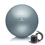 BODYMATE Exercise Ball - E-book with exercise guides included - Gym-quality Swiss balls for fitness, birthing, pregnancy - Air pump included - Anti-Burst - 65cm - Cool Grey Blue