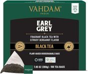 VAHDAM, Earl Grey Black Tea Bags (100 Count) Medium Caffeine, Non GMO, Gluten Free | Citrus Bergamot & Smooth | Resealable Ziplock Pouch | Plant Based Tea Bags