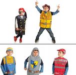 IQ Toys Boys and Girls Costumes Dress Up costumes play Set - 11 Pc Pretend Set for Kids Comes with Car Racer, Knight, Cowboy, Construction Worker, and Pirate Costume