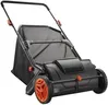 Push Lawn Sweeper, 21-inch Leaf & Grass Collector, Strong Rubber Wheels & Heavy Duty Thickened Steel Durable to Use with Large Capacity 3.5 cu. ft. Mesh Collection Hopper Bag, 2 Spinning Brushes