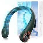 ZHZW Portable Neck Fan with 6000mAh USB - Rechargeable Battery, 360° Cooling Wearable Fan, 3 Speeds, Ultra-Light Bladeless Neck Fan LED Display (Green)