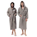 AW BRIDAL Anniversary Wedding Gifts Long Hooded Towel Robe Turkish Cotton Terry Cloth Bathrobe Spa Robe for Men Women, Falcon Wifey/Hubby