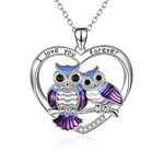 YAFEINI Sterling Silver Owl Necklace Mother Daughter Owl Lover Bird Pendant Necklace for Women Grandmother Daughter Mom