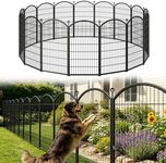 Decorative Garden Fence 48in x17ft, 8 Pack Rustproof Metal No Dig Fence Animal Barrier for Dog, Arched Flower Bed Edging Ornamental Wire Border Panel Fencing (Black, 8 Panels-48in(H))