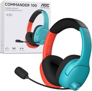 AOC Wireless Gaming Headset for Nintendo Switch 2/OLED/Lite, Wireless Gaming Headphones with Mic, 3.5mm Stereo, Noise Cancelling Mic, Lightweight On-Ear for PS5, PC, Fortnite (Red/Blue)