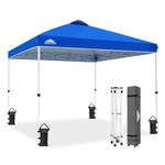 EAGLE PEAK Pop Up Canopy Tent with Wheeled Carry Bag, 8 Stakes, 4 Ropes, 4 Weight Bags, Easy Set Up Tent Canopy, 10x10 ft, 100sqft of Shade (Blue)