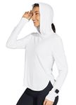 Willit Women's Sun Shirts Hoodie UPF 50+ SPF Long Sleeve Hiking Lightweight Quick Dry UV Protection Outdoor Clothing White L