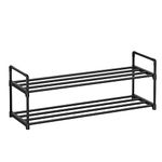 SONGMICS Shoe Rack, 2 Tier Shoe Organizer, Metal Shoe Storage Shelf for 10 Pairs of Shoes, Easy to Assemble, Entryway, Black ULSA12BK