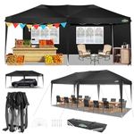 COBIZI Pop Up Gazebo 3x6m with 4 Removable Sidewalls,6 x 3 m Pop-up Commercial Tent Gazebo,Waterproof Silver-costed Oxford Marquee Canopy,UPF50+, Tent for Parties Garden & Outdoor Event,Black