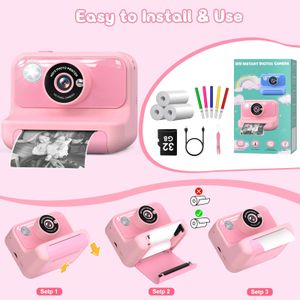 Hangrui Kids Instant Print Camera – Pink, Instant Photo Toy